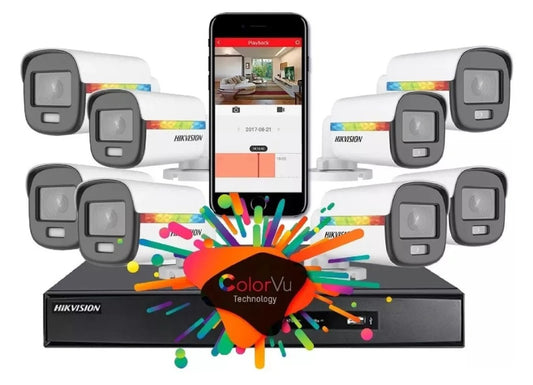 Kit de Seguridad Hikvision ColorVu 8 Cámaras + DVR – Visión a color 24 hs incluso de noche