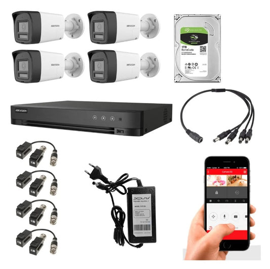 Kit CCTV Analógico Hikvision – 4 Cámaras Full HD 1080p con Audio Bidireccional