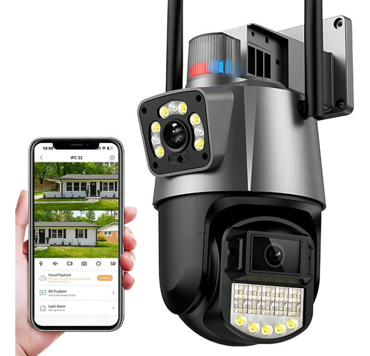 Cámara de Seguridad Wi‑Fi Hamrol 8MP – Exterior, PTZ Motorizado, Doble Lente y Visión Nocturna a Color